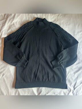 Time and Tru Mixed Media Pullover Sweater – Black – Size Medium
